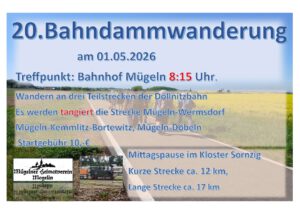 Mehr über den Artikel erfahren 20. Bahndamm-Wanderung am 01.05.2026